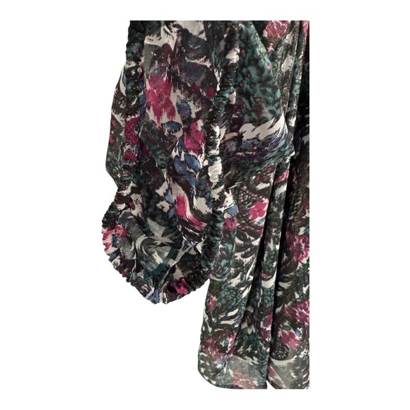 Lane Bryant Green Metallic V Neck Billowy Sleeve Womens Size 22 - Picture 7 of 16